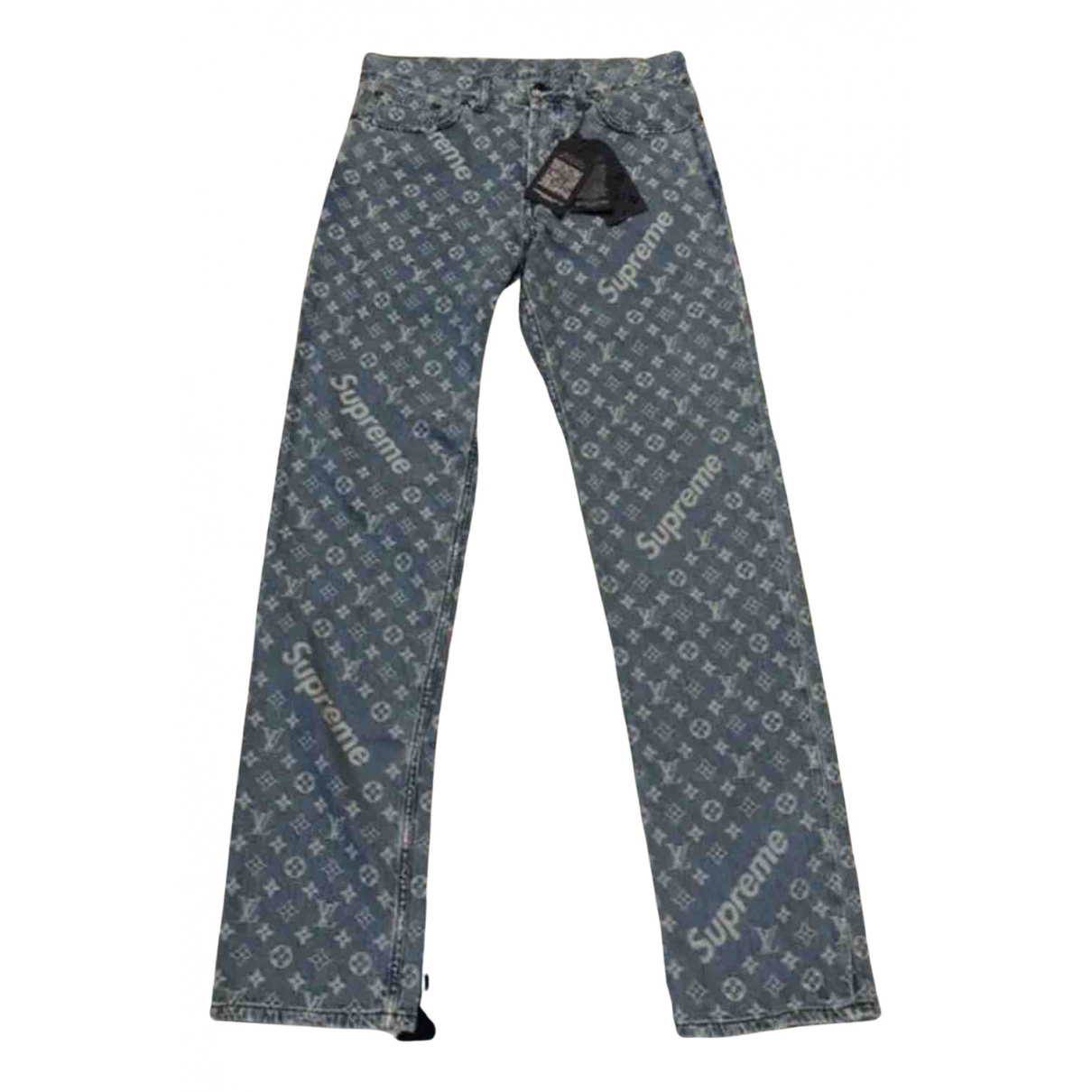 Jean droit Louis Vuitton x Supreme Bleu 